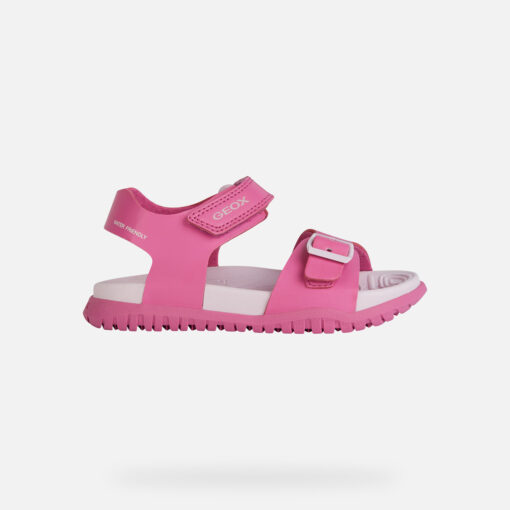 Water-Resistant Sandal For Girls Created With Open-Air Adventures In Mind. Cast In Fuchsia And Pale Pink, Fusbetto Is A Sporty-Looking Piece Of Footwear With A Lightweight, Flexible And Easy-To-Adjust Design. Crafted From A Quick-Drying Leather-Effect Material, It Is Set On A Tough Outsole With An Outstanding Grip On Slippery Terrain Too. - Húnar - Ec X30561 00