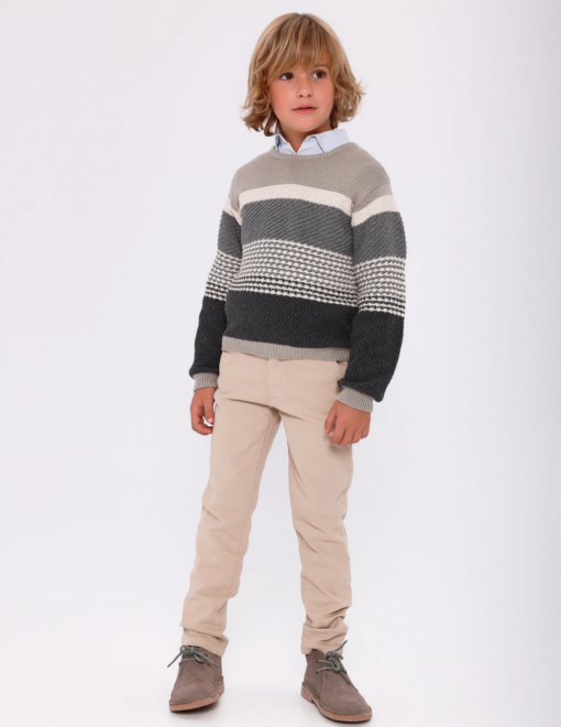 &Lt;Span&Gt;Gray Knitted Jumper With Stripes Of Different Techniques. Ribbed Collar, Cuffs And Hem.&Lt;/Span&Gt; &Lt;Span&Gt;60% Cotton 40% Acrylic&Lt;/Span&Gt; - Húnar - Skjamynd 2024 11 22 095328